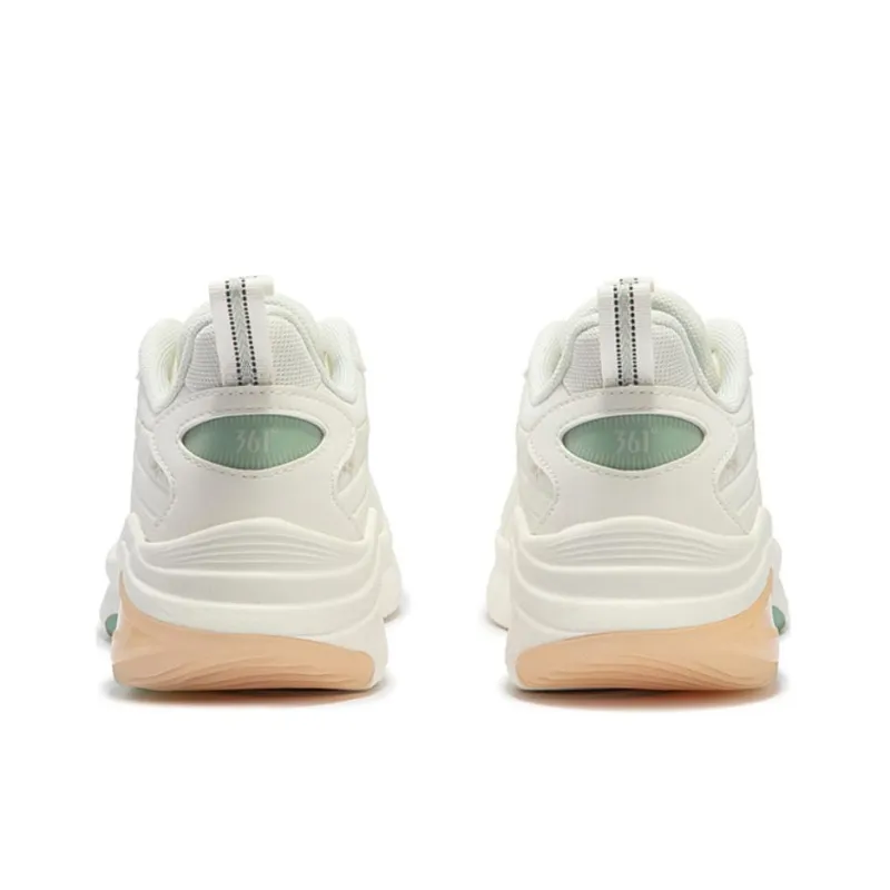 361° Cushioning, Wear Resistant Low Top Casual Running Shoes Women's White Green-3