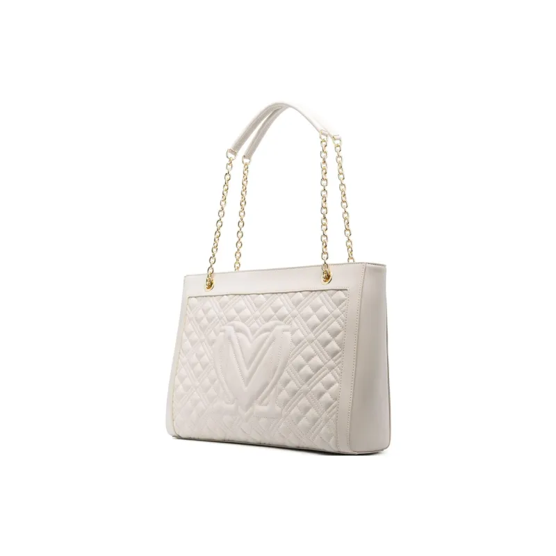 LOVE MOSCHINO Polyurethane Tote Bag Shopping Bag Shoulder Bag Handbag Women's Beige-2