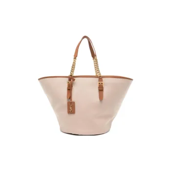 SAINT LAURENT CASSANDRE Canvas Bag, Tote Bag, Shopping Bag, Handbag Women's Natural Beige & Camel Brown