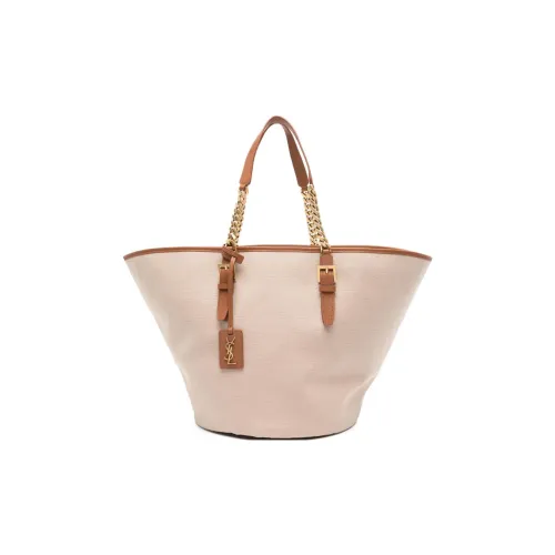 SAINT LAURENT CASSANDRE Canvas Bag, Tote Bag, Shopping Bag, Handbag Women's Natural Beige & Camel Brown