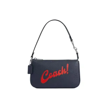 COACH Nolita Pebbled Leather One Shoulder Handbags Small Size Women's Silver & Denim