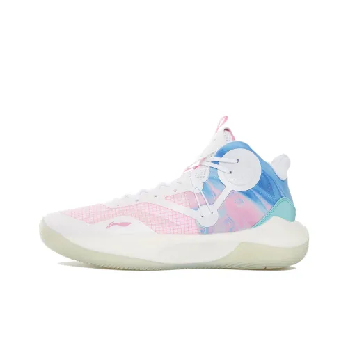 LINING Sonic 9 IX Team Mid Men's On Court Basketball Shoes - White/Pink/Blue