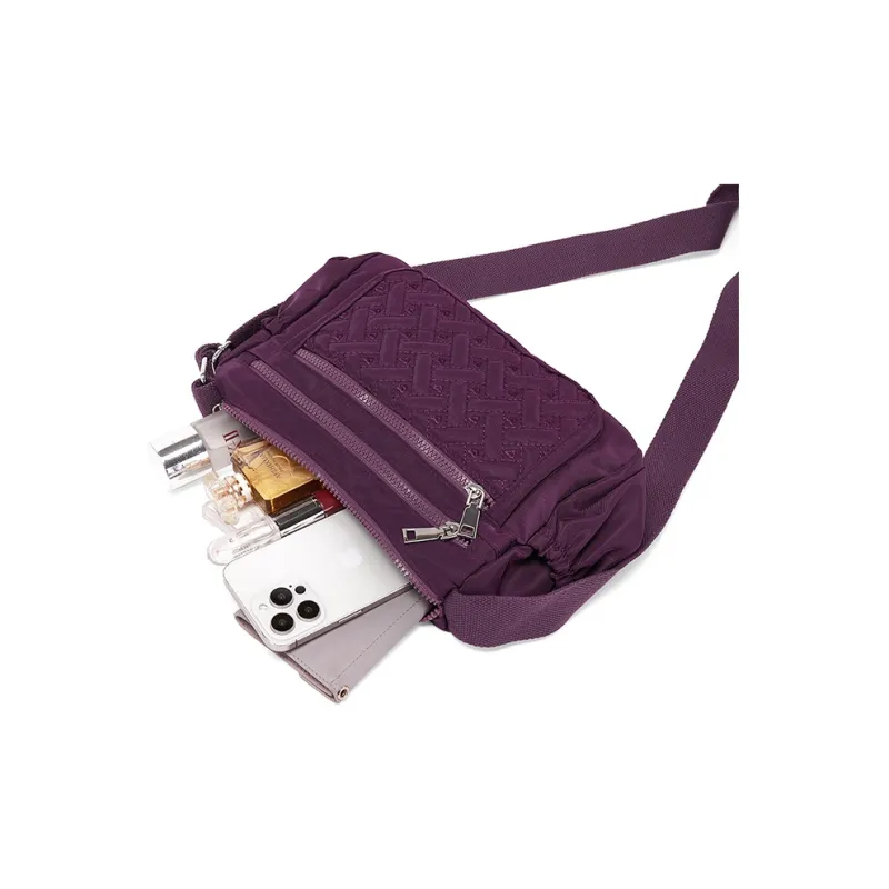 CORALDAISY Fabric Crossbody Handbag, Shoulder Bag Women's Dark Purple-2