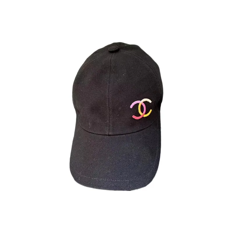 CHANEL Cotton Baseball Caps Women's Black-0