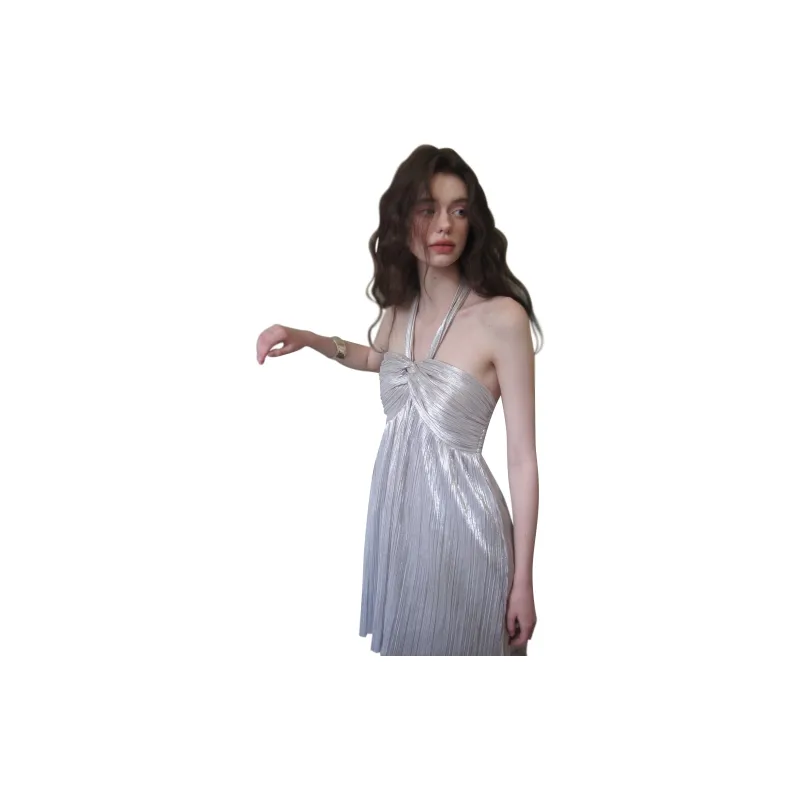 CARIEDO Slip Dress Women's White Silver-1