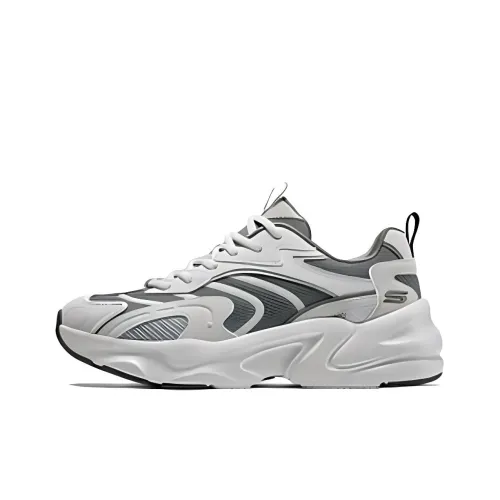Skechers DLITES Anti Slip Wear Resistant Low Top Chunky Sneakers Men's White Gray