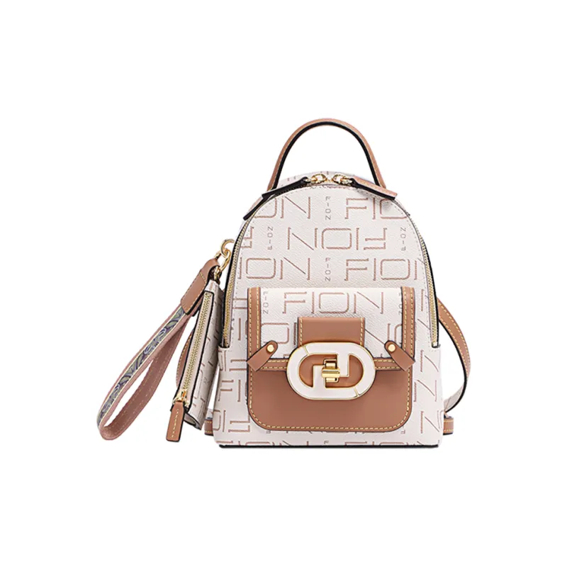 FION Artificial Leather With Cow Leather Backpack Women's-4