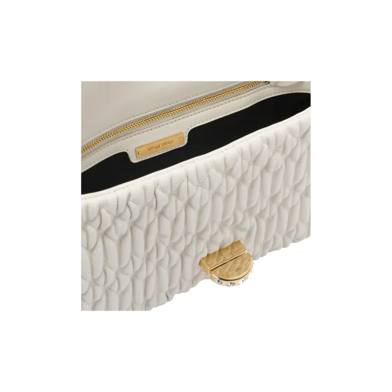 MIU MIU Sheepskin Shoulder Bag Baguette Bag Shoulder Bag Women's White-4