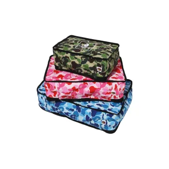 A BATHING APE Nylon Handheld Storage Bag Unisex Blue+Red+Camouflage