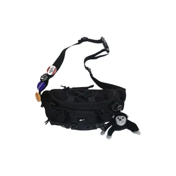 Warrior Nylon Sling Bag Fanny Pack Large Size Unisex Black