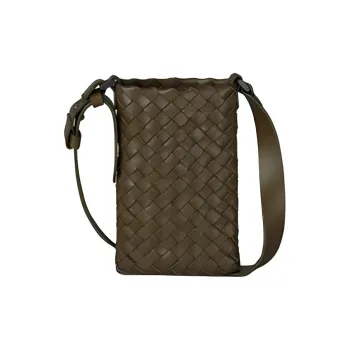 Bottega Veneta Cow Leather One Shoulder Crossbody Cell Phone Pouch Men's Green