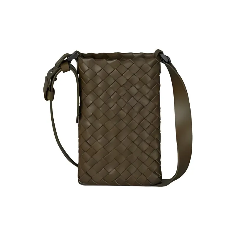 Bottega Veneta Cow Leather One Shoulder Crossbody Cell Phone Pouch Men's Green-0