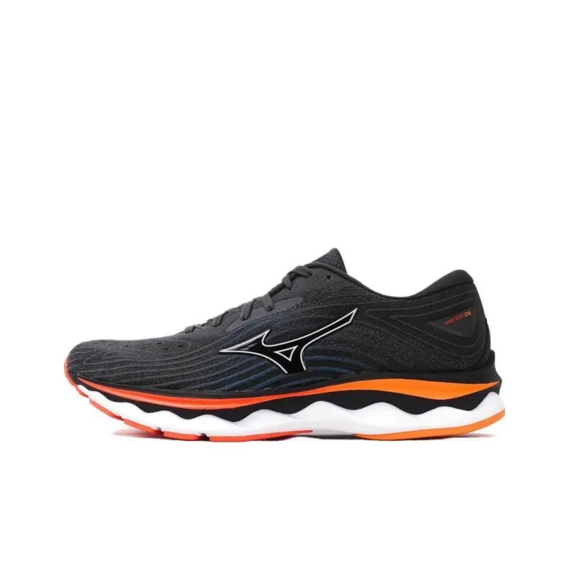 Mizuno Wave Sky 6 Durable Breathable Low-Top Running Shoes Men's Black Orange-0