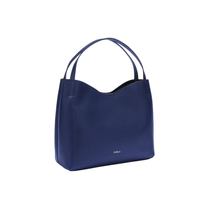 Furla Primula Grained Calfskin Hobo Bag Handbag Shoulder Bag Women's Marine Blue-1