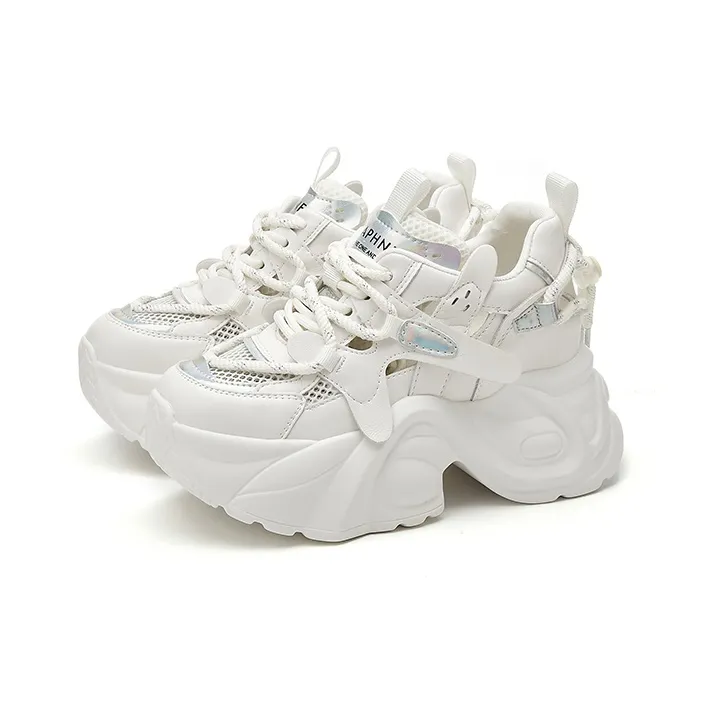 DAPHNE Low-Top Chunky Sneakers Women's White Pink/White Silver-5