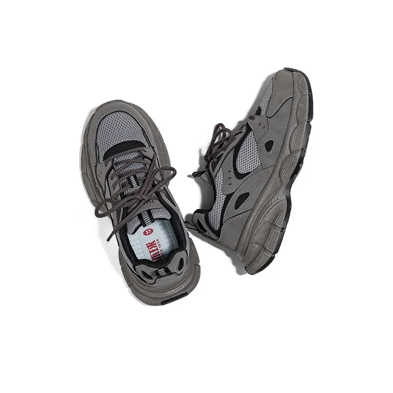 HUANQIU Durable Breathable Low Top Chunky Sneakers Women's Taupe-4
