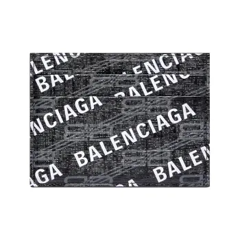 Balenciaga BB MONOGRAM SIGNATURE Canvas Card Clip Card Holder Men's Black White