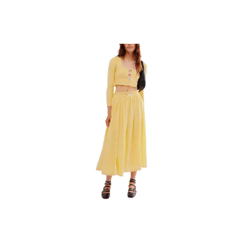 FREE PEOPLE Two Piece Skirt Sets Women's Mellow Yellow Combo/Soft Yellow Combo