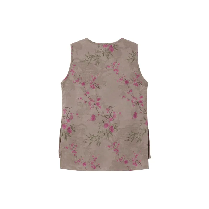 UNVESNO Tank Tops Women's Chinese Style Sand Cherry-1