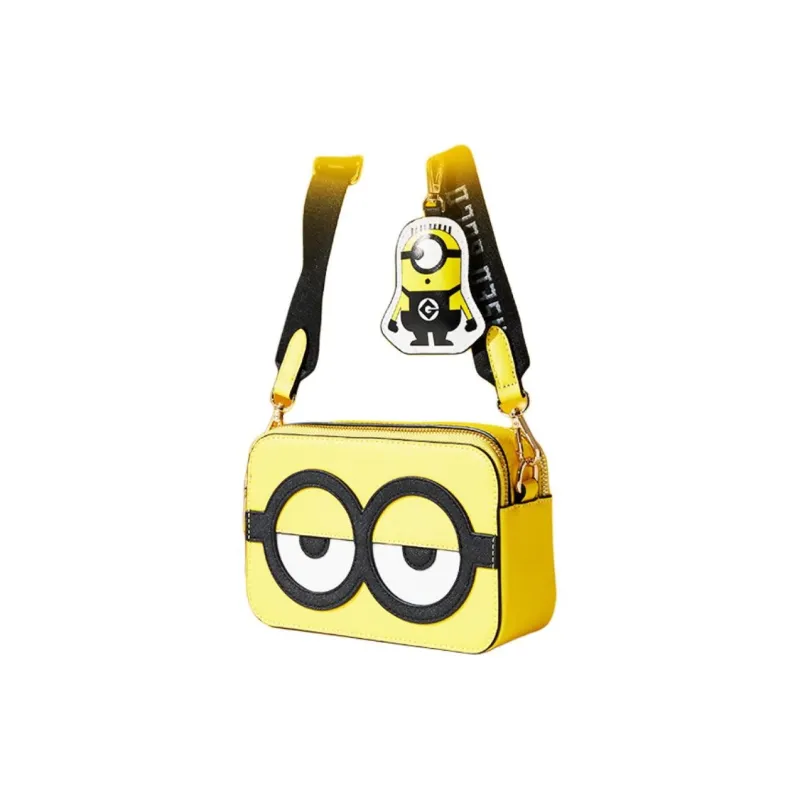 MINIONS PU Leather Flat Small Square Bag Shoulder Bag Unisex-3