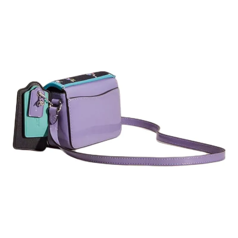 COACH Studio Patent Leather Shoulder Bag Crossbody Bag Mini Women's Silver & Light Purple-1