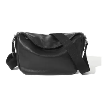 MASTER CANVAS Leather Dumpling Bag Cylinder Bag Shoulder Bag Crossbody Bag Regular Unisex Black