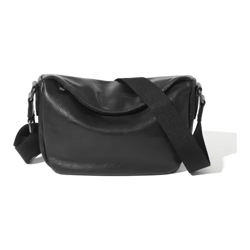 MASTER CANVAS Leather Dumpling Bag Cylinder Bag Shoulder Bag Crossbody Bag Regular Unisex Black