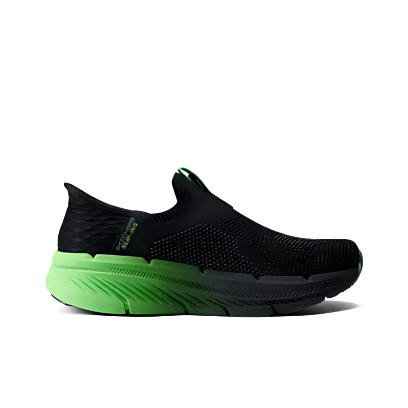 Skechers MEN'S GO Cushioned Slip Resistant Low Top Running Shoes Men's Black Green-1