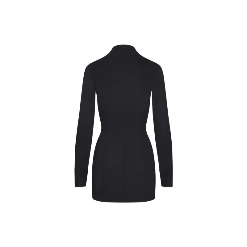 Khy SS24 DROP 007 Poplin Zip Mini Dress Long-Sleeved Dresses Women's Black-1