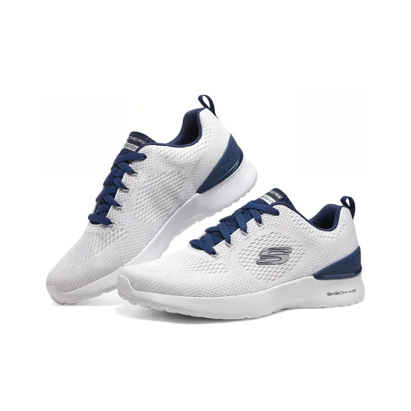 Skechers Skech Air Dynamight Cushioned Slip Resistant Abrasion Resistant Low Top Casual Shoes Men's White Blue-4