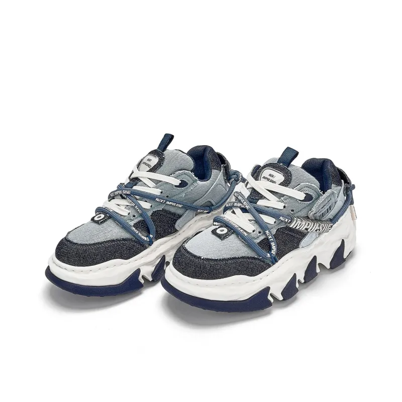 NEXT IMPULSIVE Dissolving Collection Low Top Stylish Skateboarding Shoes Unisex Denim Blue-2