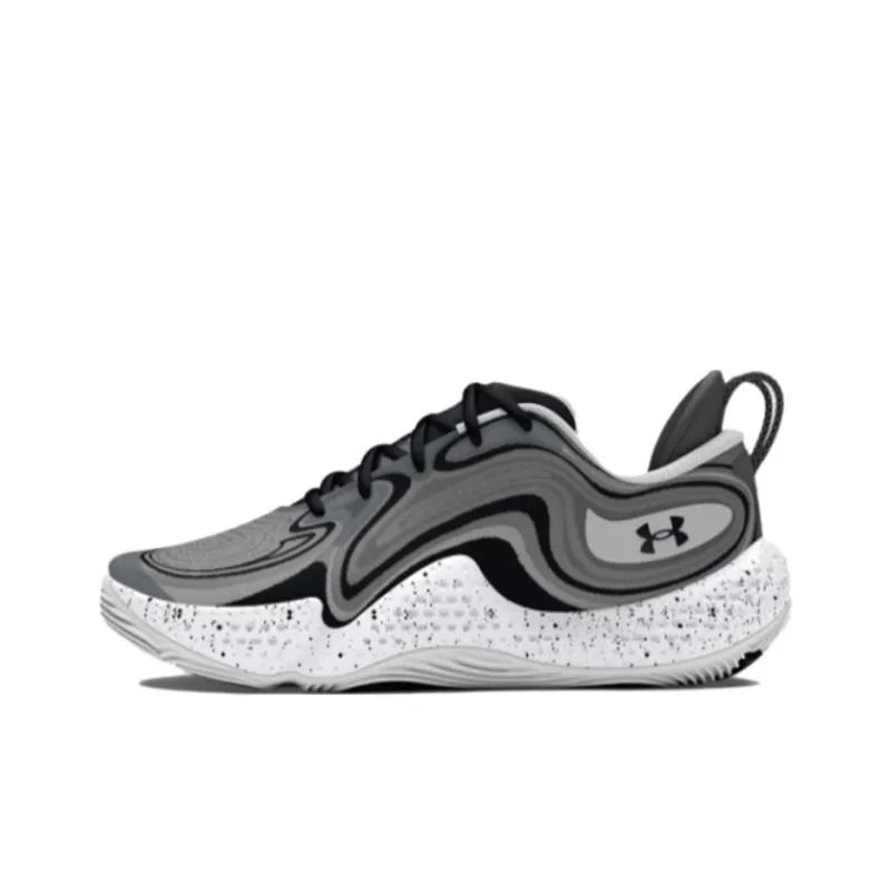 Under Armour UA Spawn 6 Anti Slip Wear Resistant Low Top Basketball Shoes Unisex Black Gray Color-0