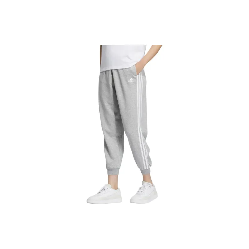 Adidas Knitted Sports Pants Women's Medium Heather Gray/White-1