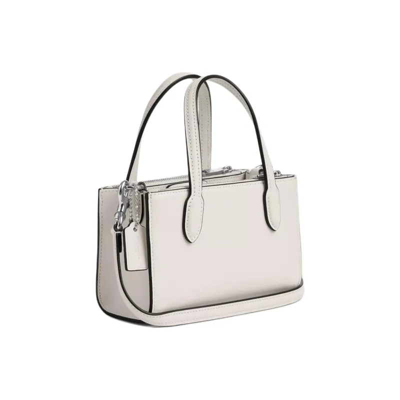 COACH Refined Calfskin Shoulder Bag, Crossbody Bag, Handbag Trumpets Women's Silver & White-1