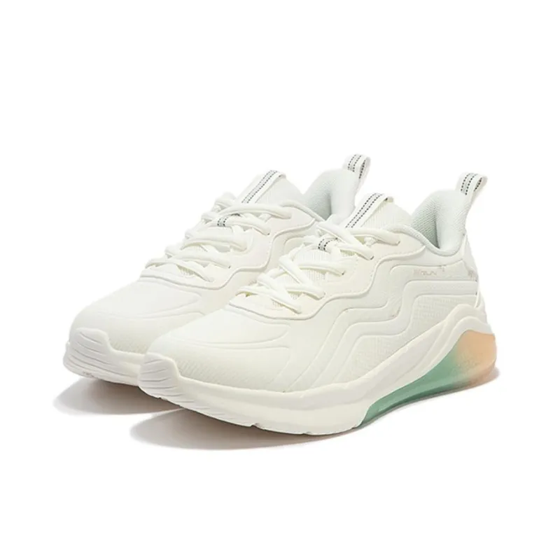 361° Cushioning, Wear Resistant Low Top Casual Running Shoes Women's White Green-2
