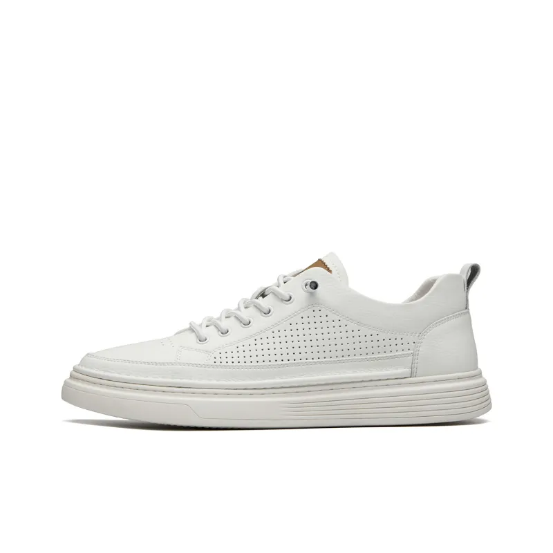 ST&SAT Small White Shoes Stylish Skateboarding Shoes Men's White-5