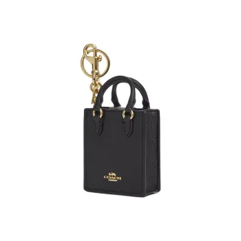 COACH N/S Refined Pebbled Leather Bag Charm Bag Accessory Mini Women's Gold & Black