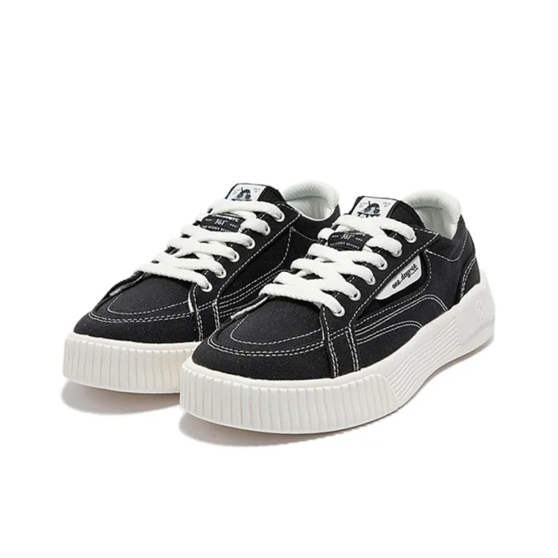 361° Anti Slip Wear Resistant Low Top Skateboard Shoes Women's Black White-2