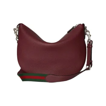 GUCCI Grained Soft Leather Shoulder Bag Crossbody Bag Small Size Unisex Red