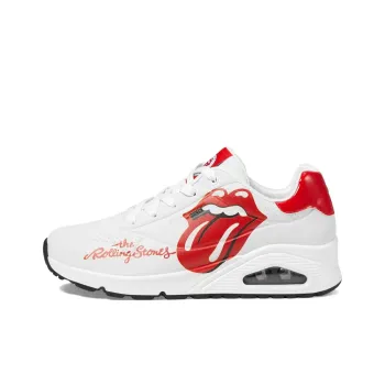 Skechers Uno ROLLING STONES Cushioning Wear-Resistant Low-Top Casual Shoes Women's White Red