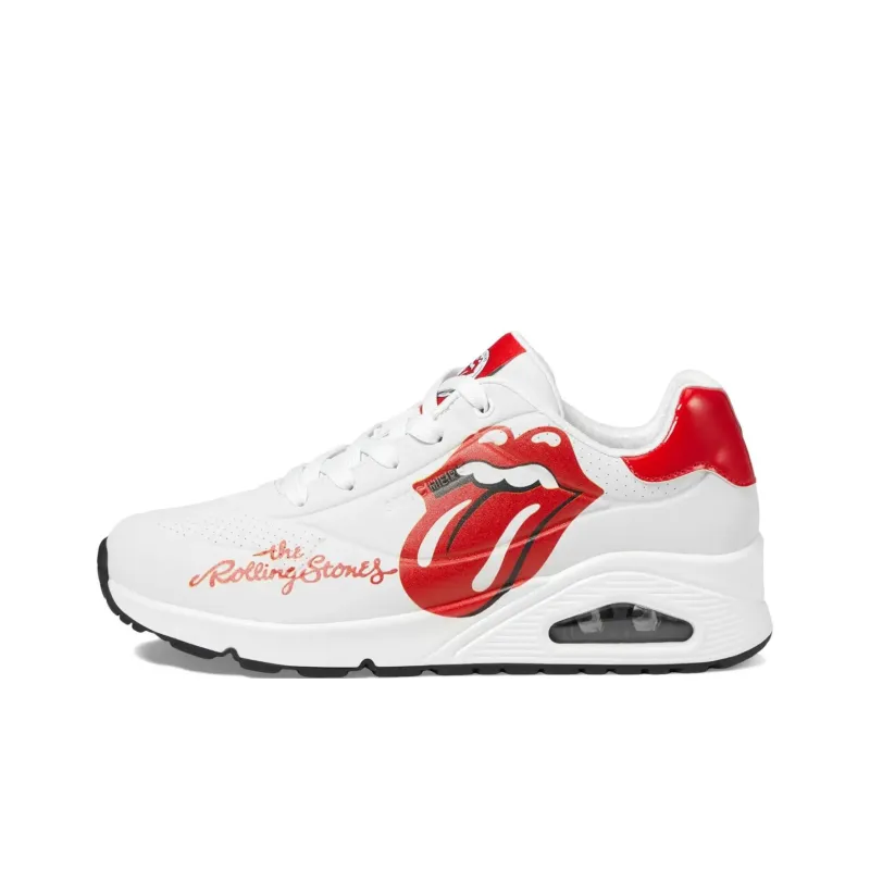 Skechers Uno ROLLING STONES Cushioning Wear Resistant Low Top Casual Shoes Women's White Red-0