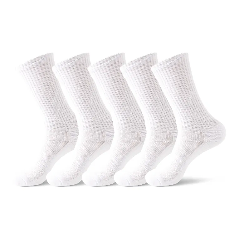 Primeet Mid Calf Socks Men's 5 Pack White-10