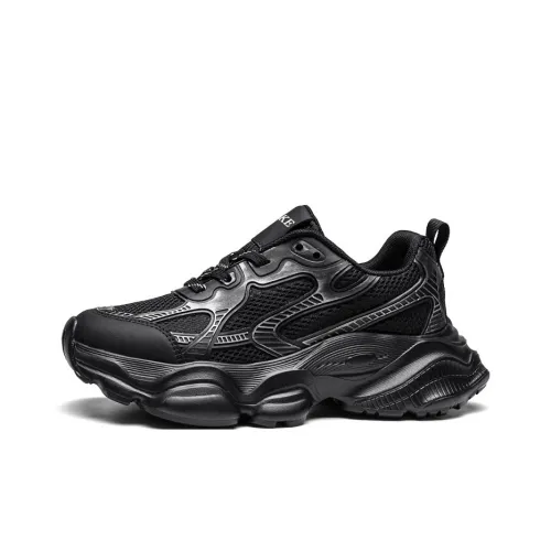 PNKE Anti Slip Wear Resistant Breathable Height Increasing Low Top Chunky Sneakers Men's Black