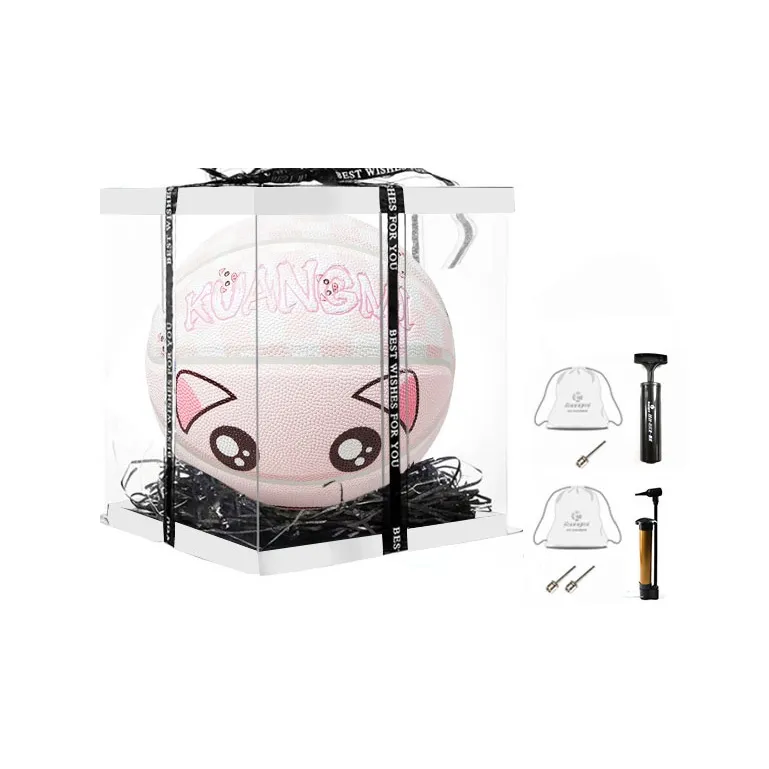 Kuangmi Checkerboard Collection PU Basketball White Pink Size 7 Training Unisex-6