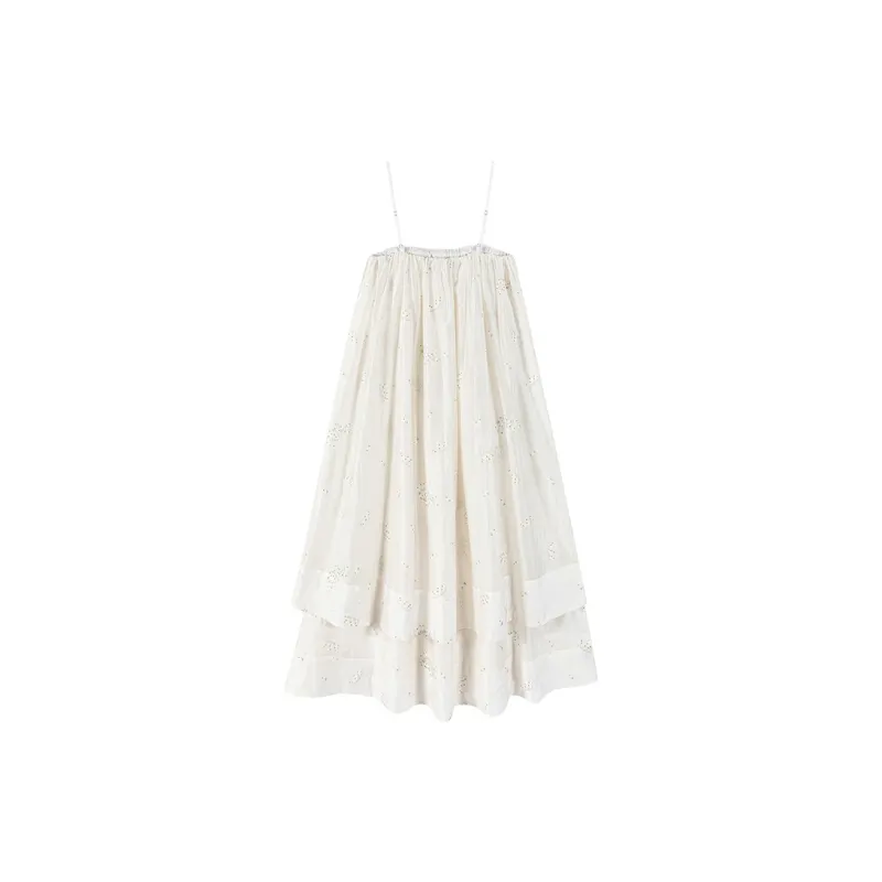 CARIEDO Slip Dress Women's Iridescent White Embroidery-1