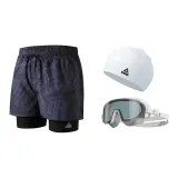 Black Blue+Black Gray Swim Goggles+White Swimming Cap