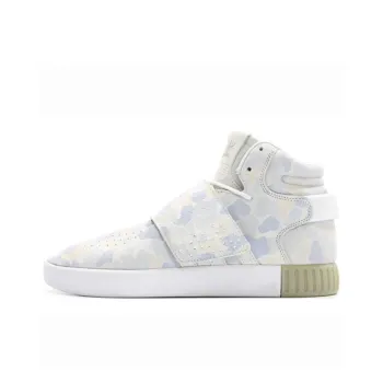 Adidas Originals Tubular Invader Strap Anti Slip Wear Resistant Mid Top Skateboard Shoes Unisex White Gray