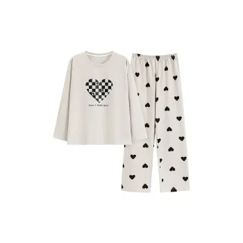 Qiao Ni Tong Pajama Set Women's Beige