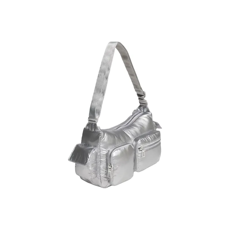 Adidas Polyurethane Handbag, Shoulder Bag Regular Women's Metallic Silver-1