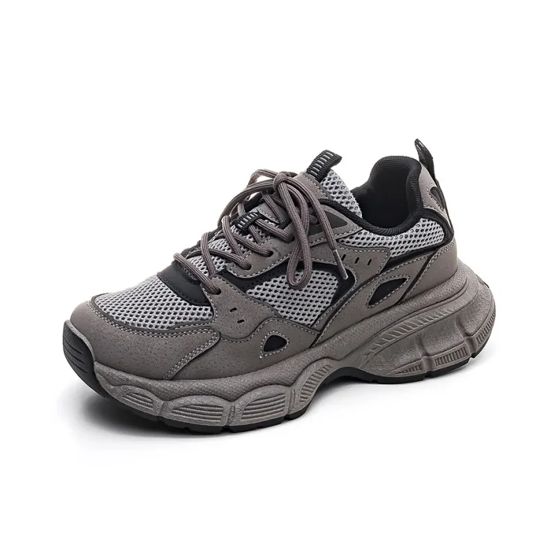 HUANQIU Durable Breathable Low Top Chunky Sneakers Women's Taupe-0